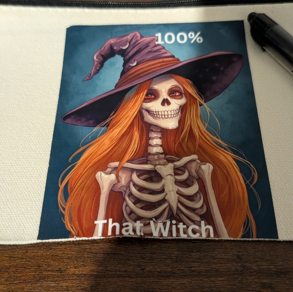 Hand Crafted Witch Cosmetic Bag - Purple and Orange